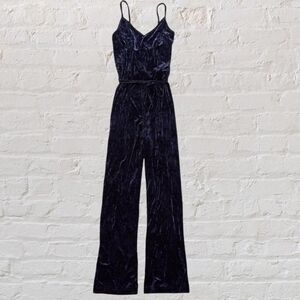 Aerie Velvet Jumpsuit Navy Blue Size XS